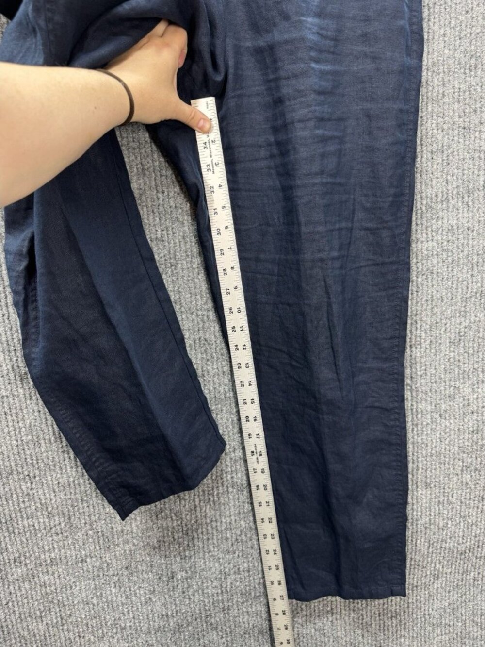 J. Jill Love Linen Crop Pants Womens Medium Blue Pull On High Rise Lightweight - Picture 8 of 10